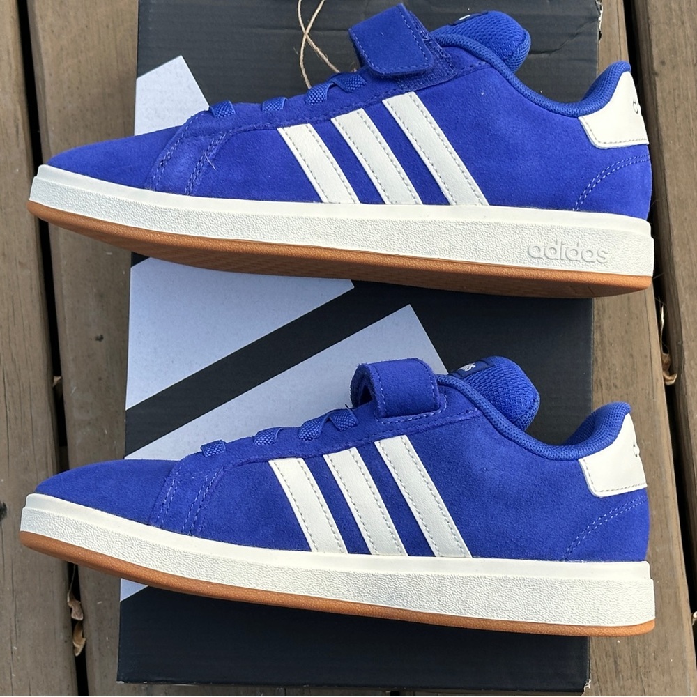 Adidas Grand Court Little Kids Sneakers 11K 12K Blue White Gum Youth GS NEW - Picture 7 of 10